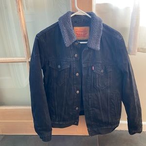 Levi’s Sherpa lined black denim jacket